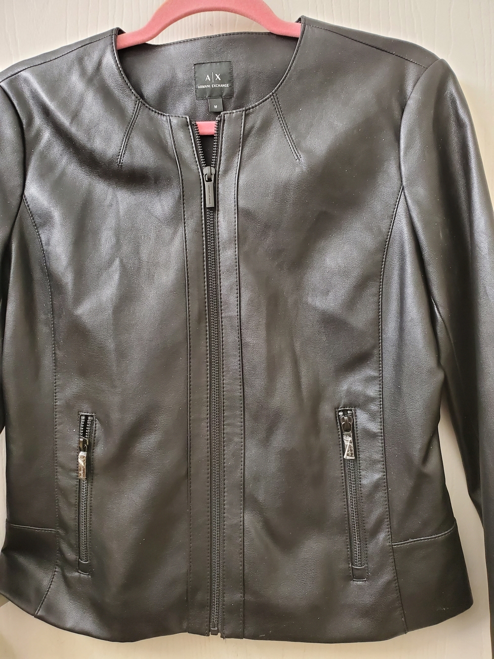 A/X Armani Exchange Black Faux Leather Zip Jacket